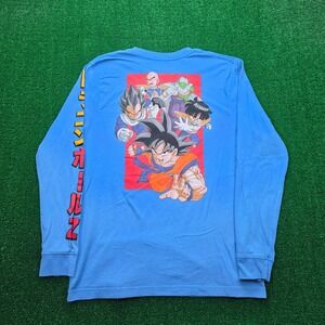 Dragonball Z Tshirt Mens Medium Blue Long Sleeve Graphic‎ Tee Goku Vegeta Gohan